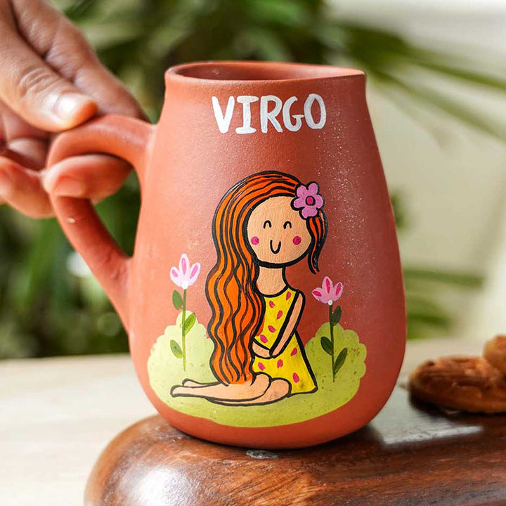 Personalized Hand-painted Virgo Zodiac Sign Terracotta Mug