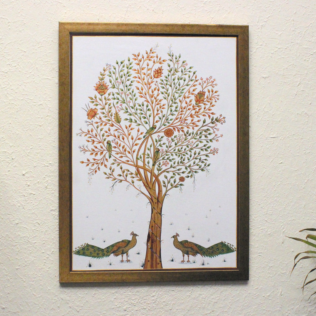 30 x 18 Inch | Life of Tree | Framed Hand Painted Wall Painting