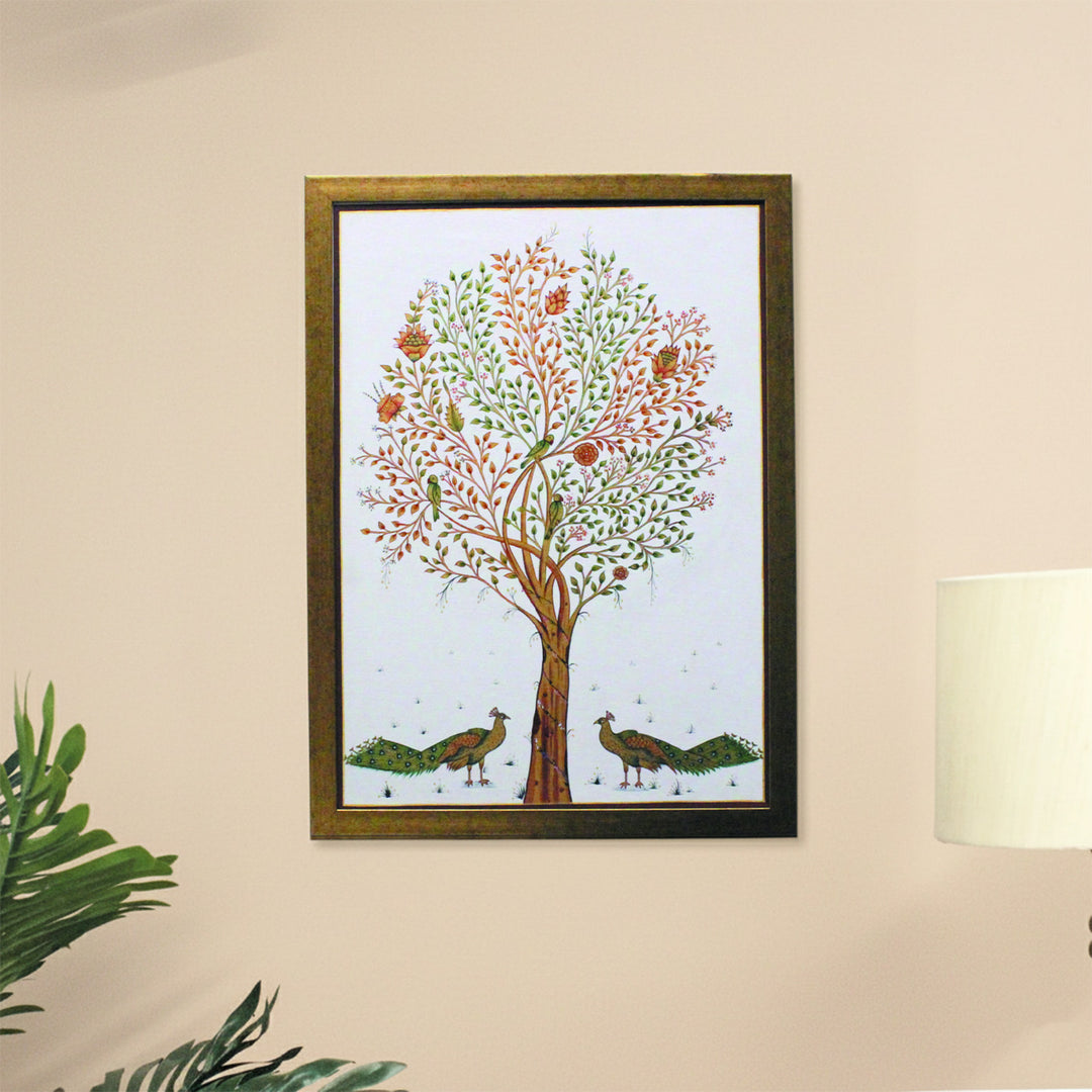 30 x 18 Inch | Life of Tree | Framed Hand Painted Wall Painting