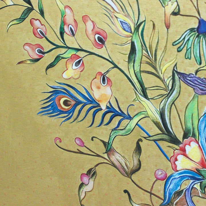 36 x 24 Inch | Golden Peacock | Framed Hand Painted Wall Painting