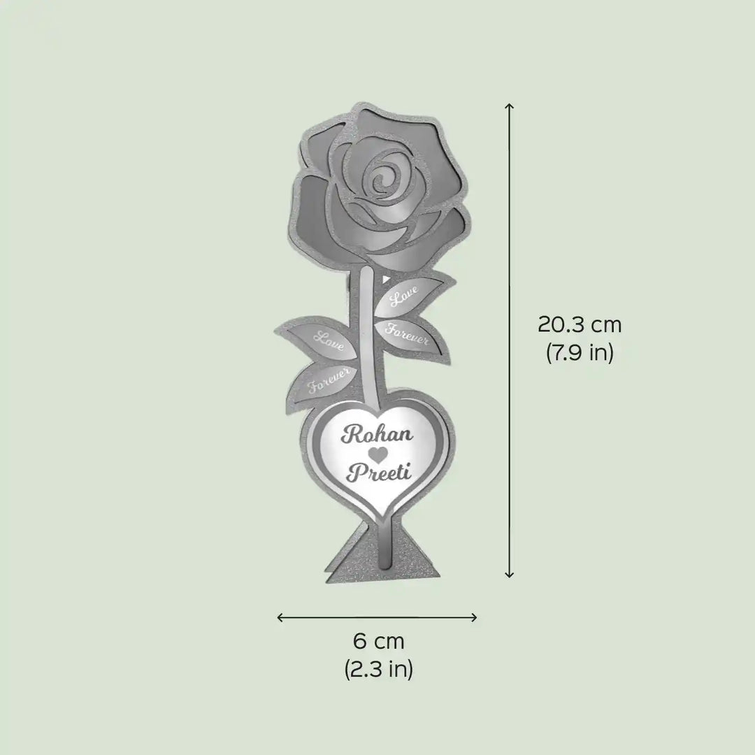 Personalized Rose Theme Led Wooden Table Lamp