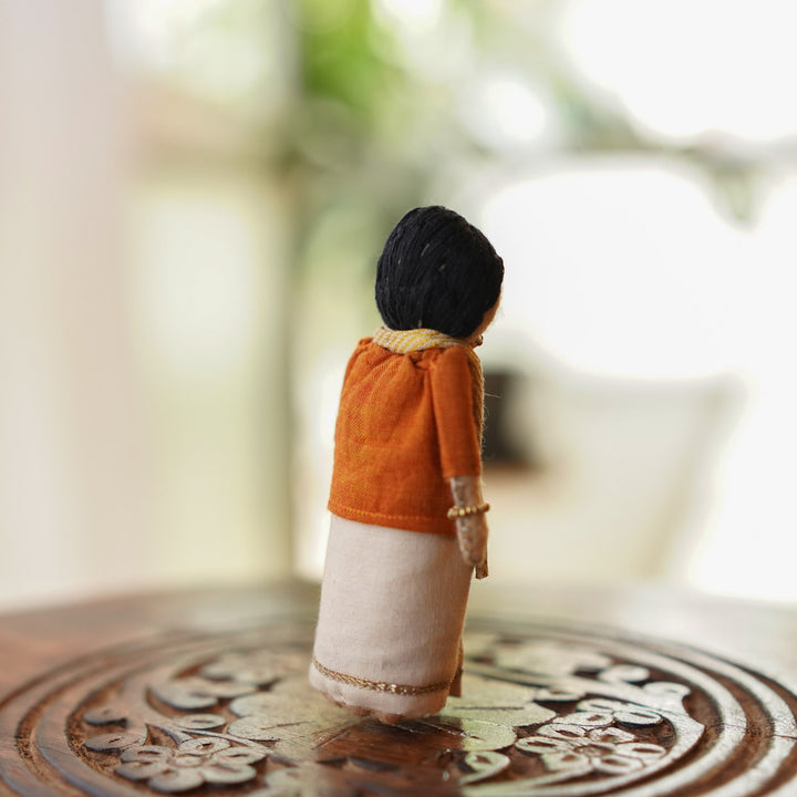 "Shankar" Handmade Felt & Fabric Golu Doll In Traditional Attire For Festive Decor