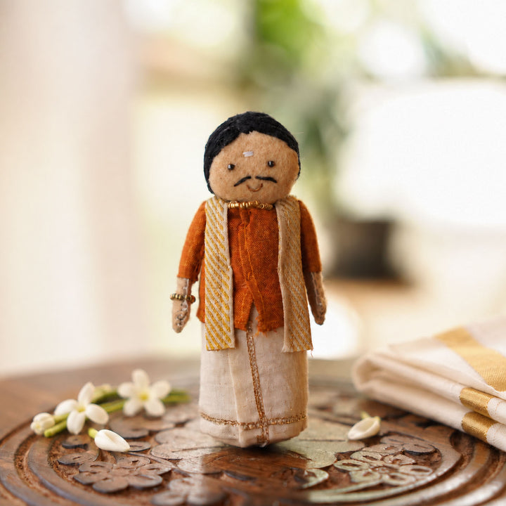"Shankar" Handmade Felt & Fabric Golu Doll In Traditional Attire For Festive Decor
