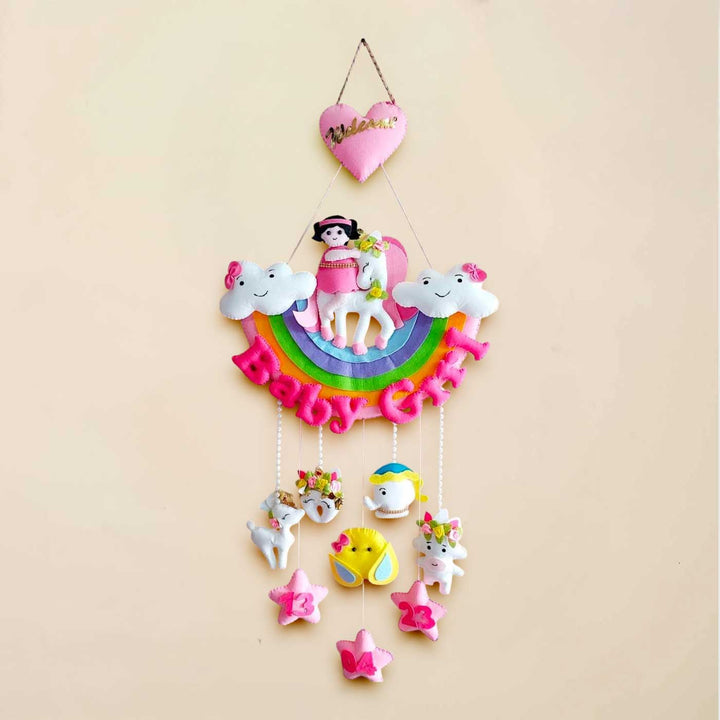 Personalized Baby Girl Theme Felt Kids Name Plate