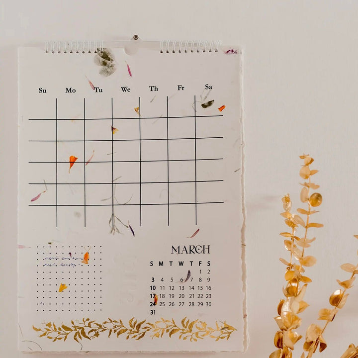 2025 Sustainable Pressed Flower Annual Wall Calendar