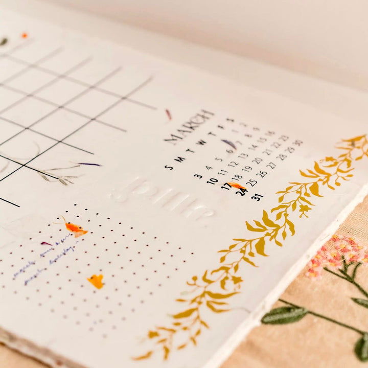 2025 Sustainable Pressed Flower Annual Wall Calendar