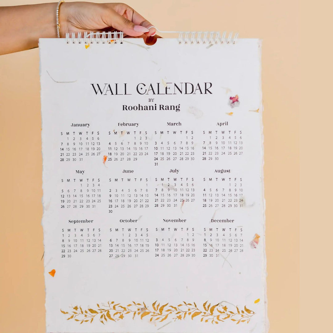 2024 Sustainable Pressed Flower Annual Wall Calendar