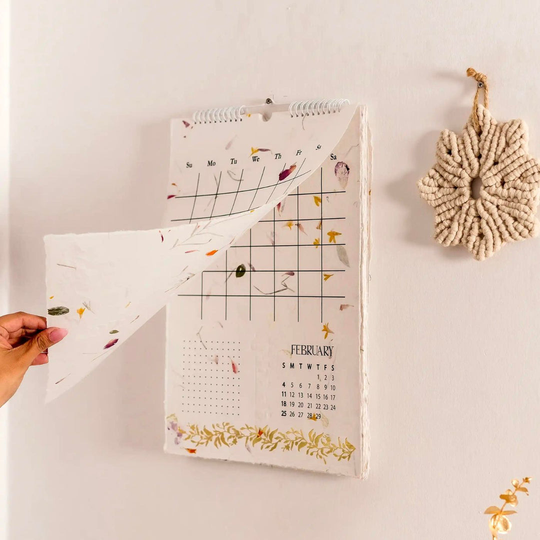 2025 Sustainable Pressed Flower Annual Wall Calendar