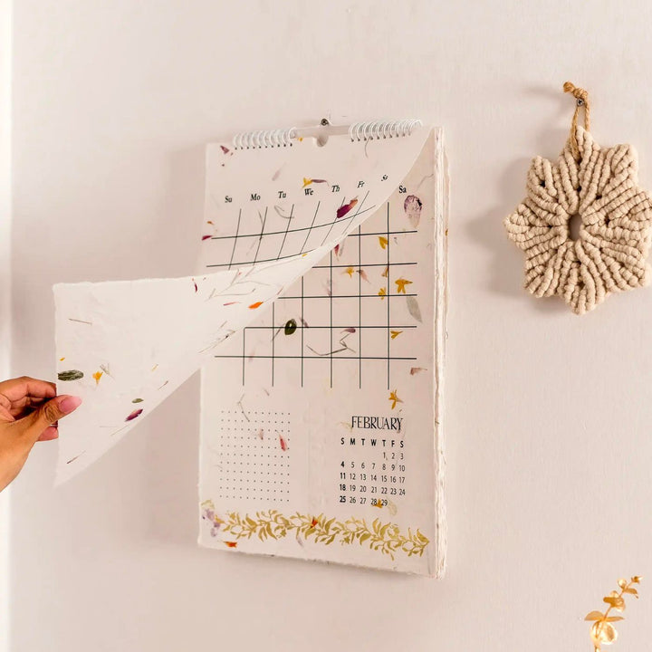 2025 Sustainable Pressed Flower Annual Wall Calendar