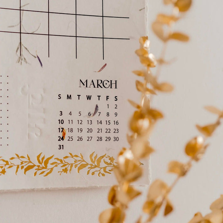 2025 Sustainable Pressed Flower Annual Wall Calendar