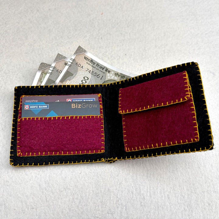 Handmade Travel Batua Wallet | Black