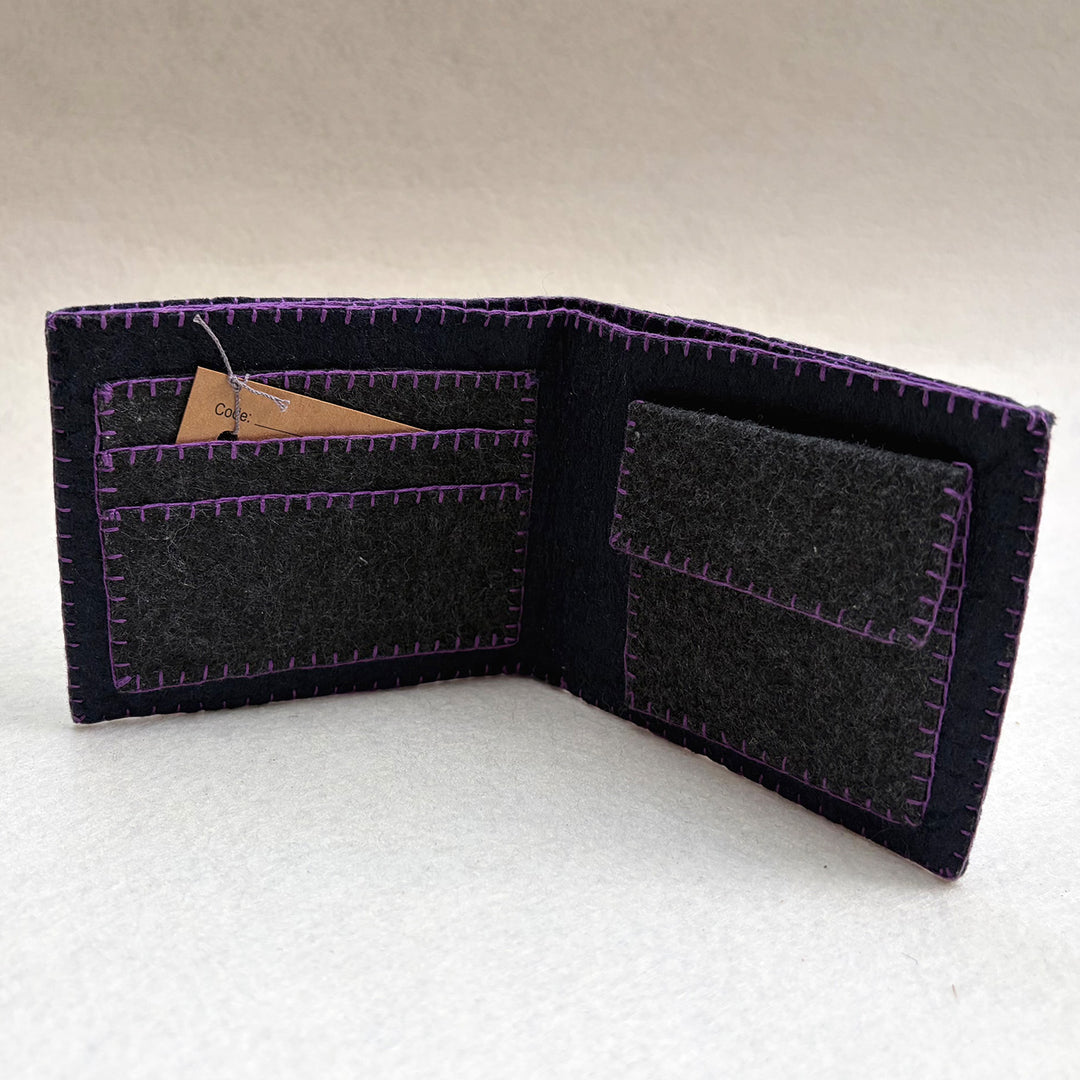 Handmade Travel Currency Sign Wallet | Black