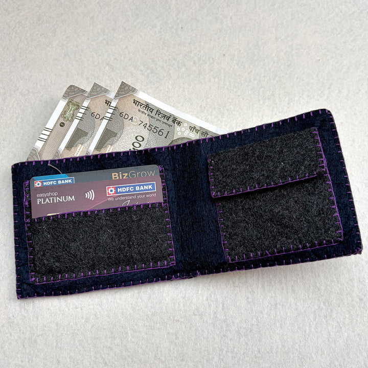 Handmade Travel Currency Sign Wallet | Black