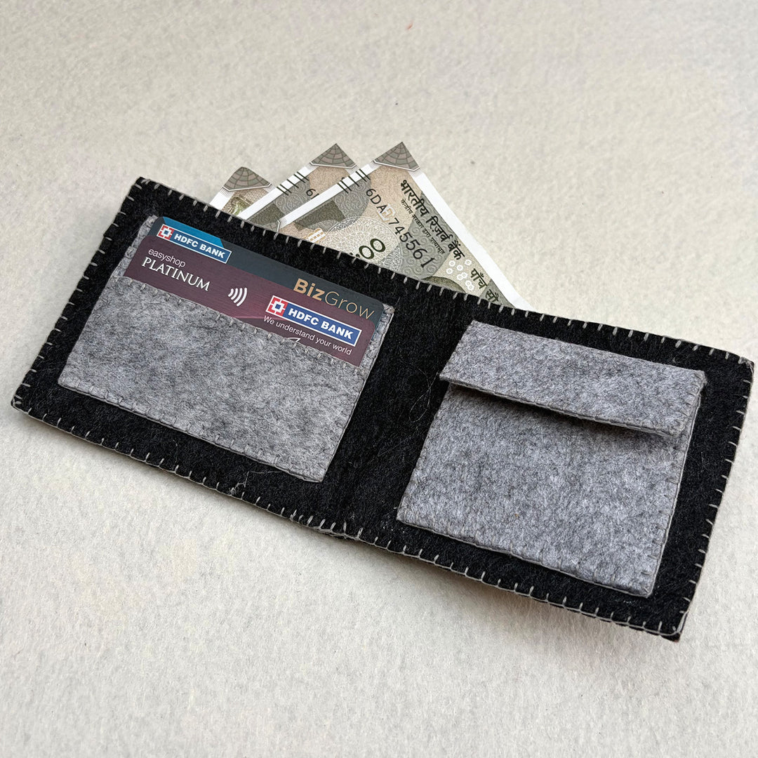 Handmade Travel Currency Sign Wallet | Grey