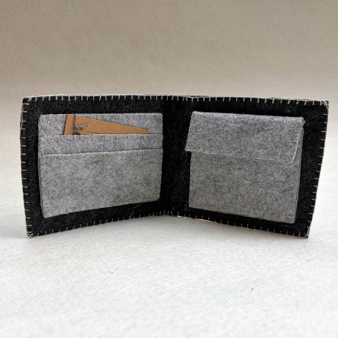 Handmade Travel Currency Sign Wallet | Grey