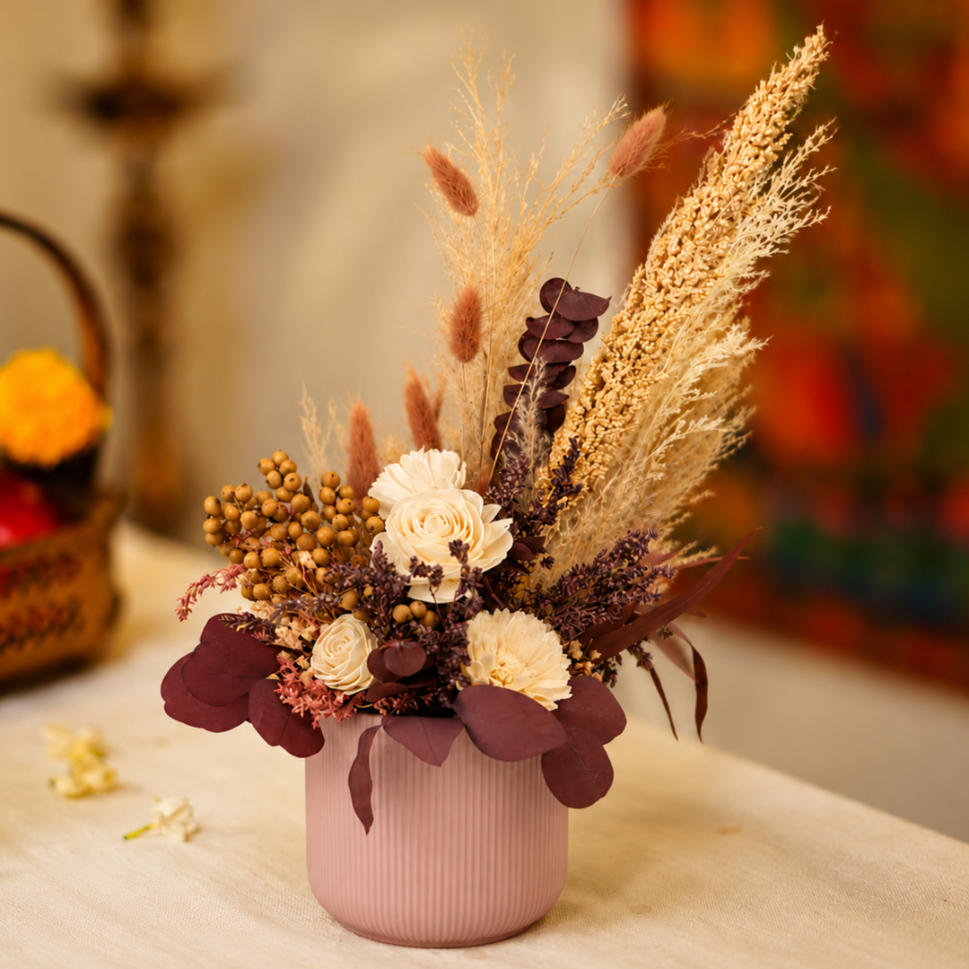 Handmade Rustic Delight Shola Flower Centerpiece