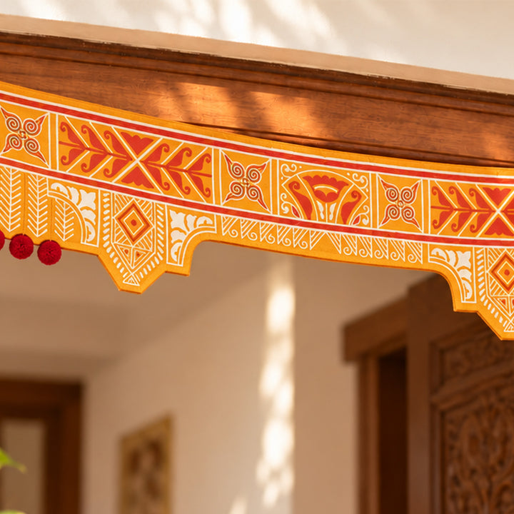Handcrafted Mangalam Kolam-Inspired Fabric & Felt Door Toran With Metal Hoops