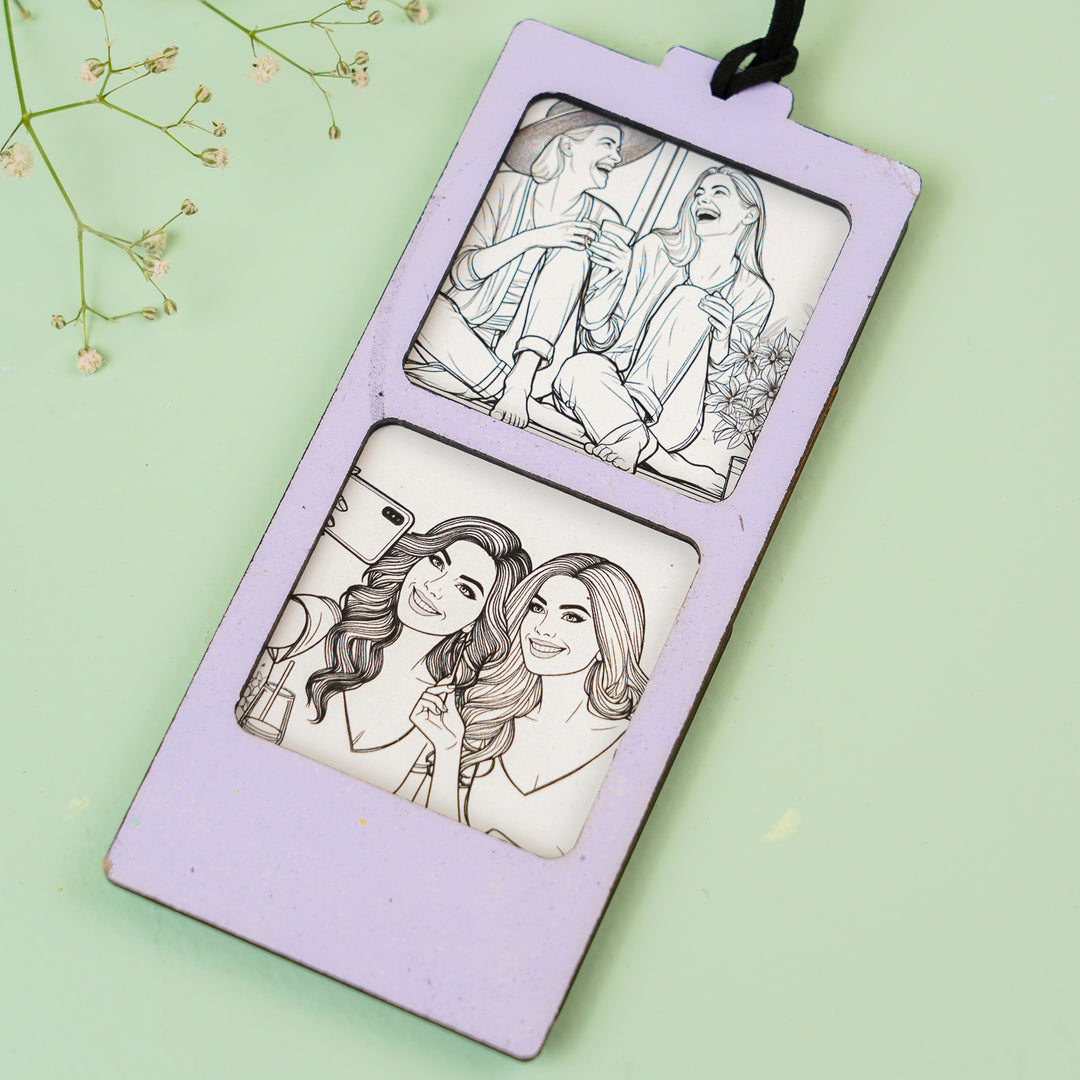 Photo Personalized Handmade Quirky Sister Rakhi Hamper With Bookmark And Keychain - Close-up of Photo Frame