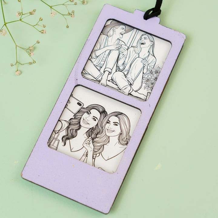 Photo Personalized Handmade Quirky Sister Rakhi Hamper With Bookmark And Keychain - Close-up of Photo Frame