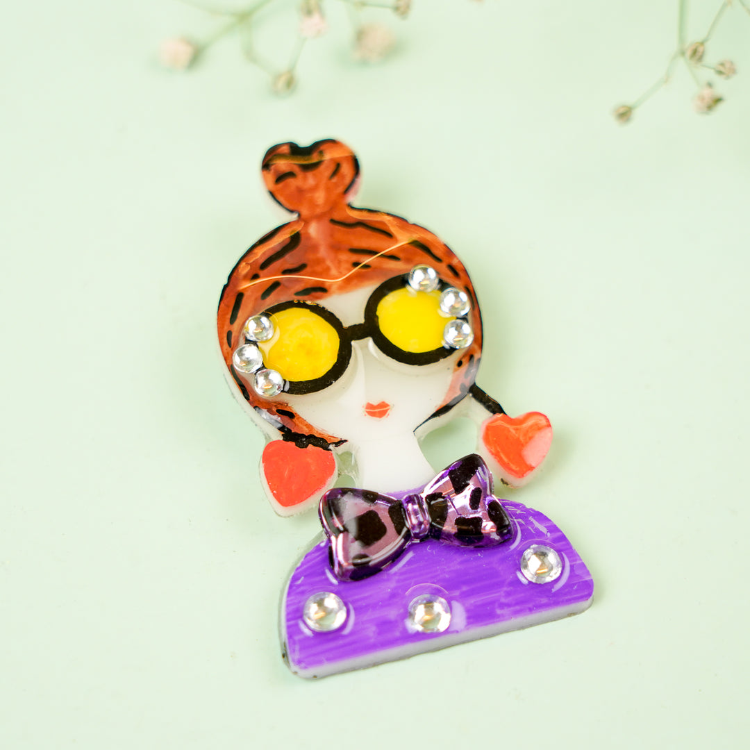 Handmade Reusable Resin Quirky Sister With Heart Acrylic Brooch