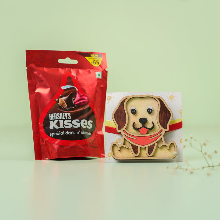 Handmade Reusable Dog Acrylic Rakhi With Roli Chawal - Size Comparison with Product