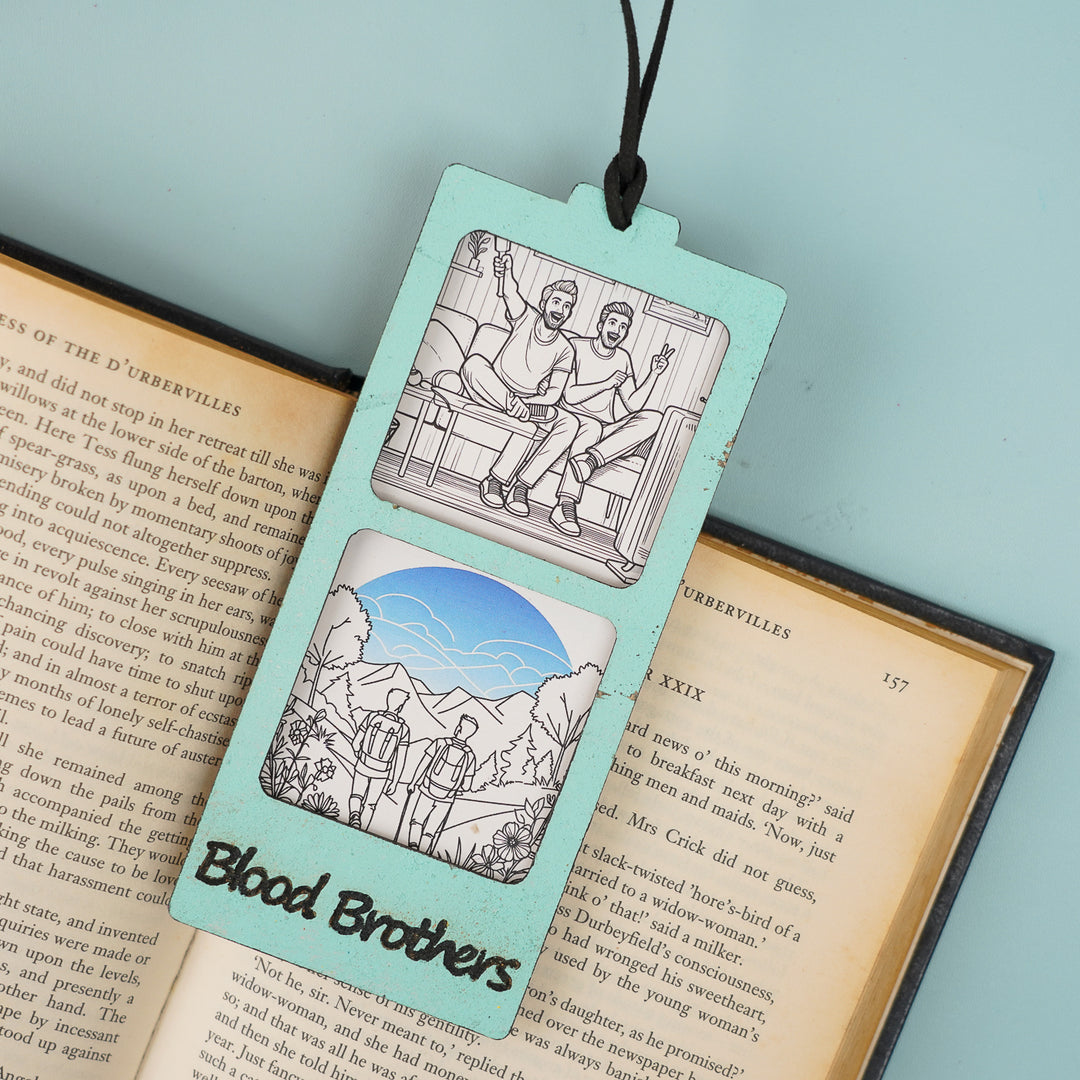 Photo Personalized "Blood Brothers" Mdf Wood Bookmark / Magnet For Brother
