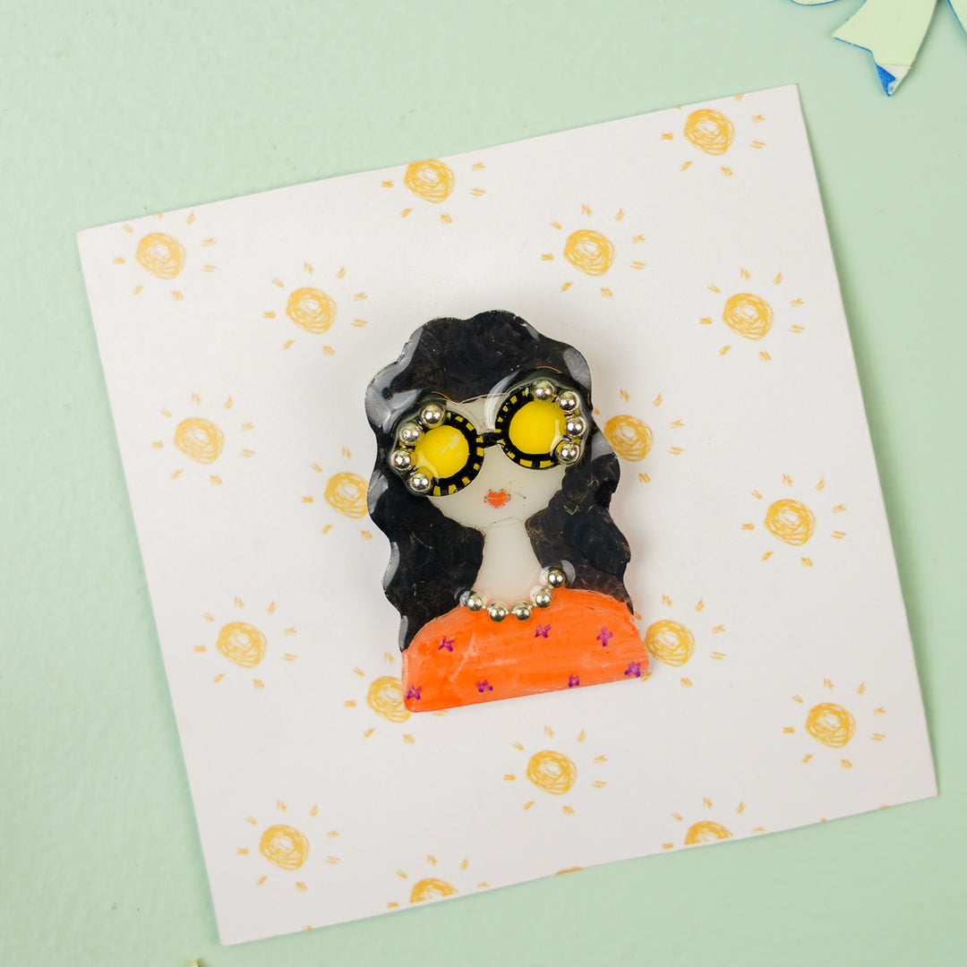 Handmade Reusable Resin Quirky Sister Acrylic Brooch