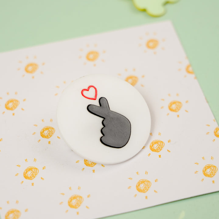 Handmade Reusable Bts Finger Red Heart Acrylic Brooch