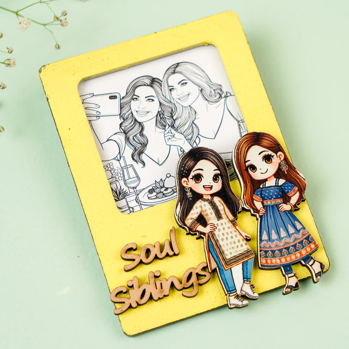 Photo Personalized "Soul Sisters" Mdf Wood Bookmark / Magnet For Siblings