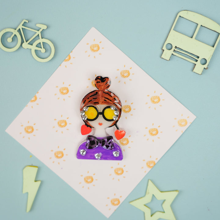 Handmade Reusable Resin Quirky Sister With Heart Acrylic Brooch