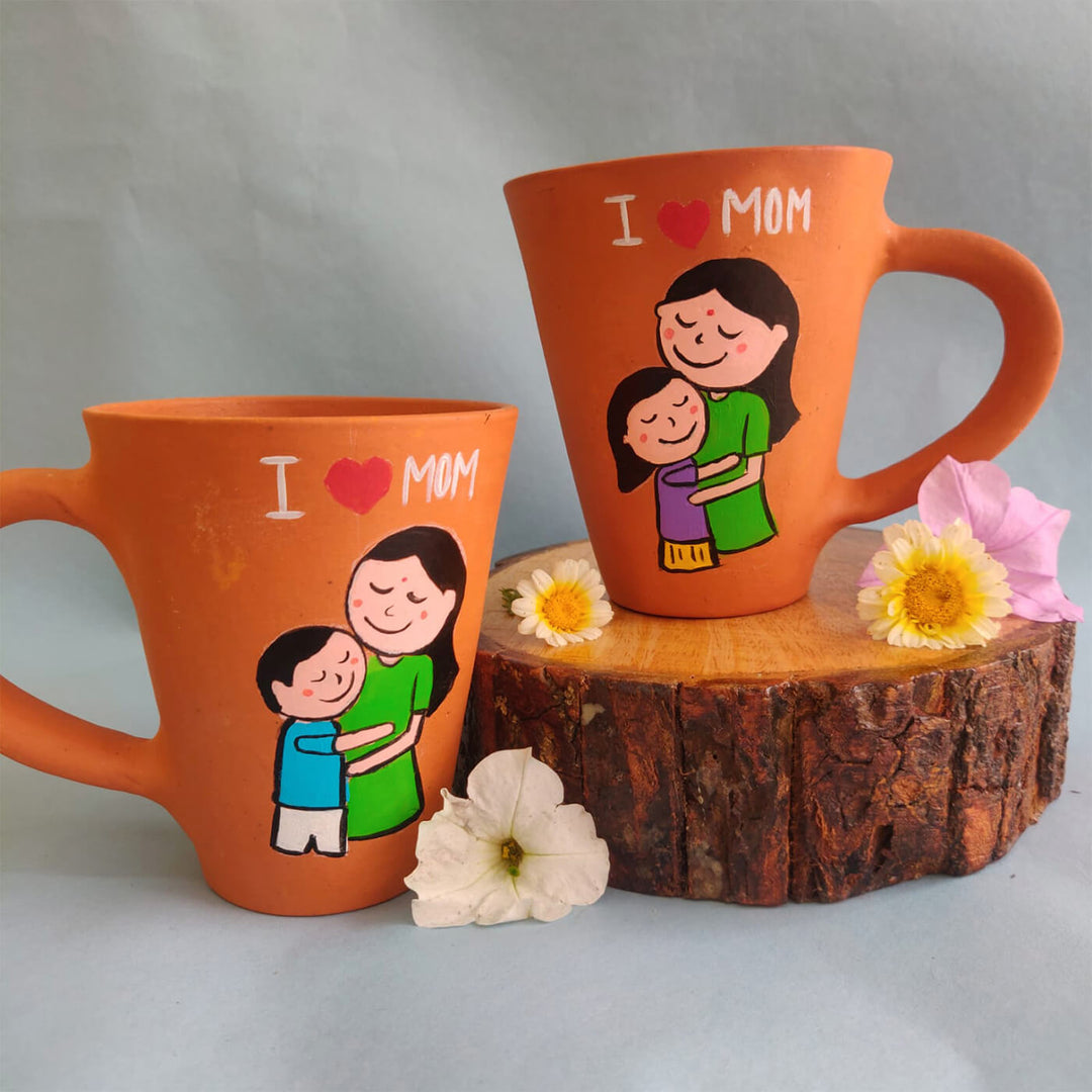 Personalised Mother and Child Special Handpainted Terracotta Mug