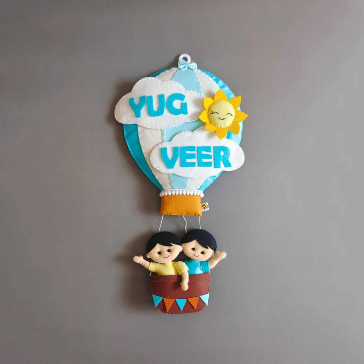 Hand-stitched Hot Air Balloon Felt Kids Nameplate - Zwende