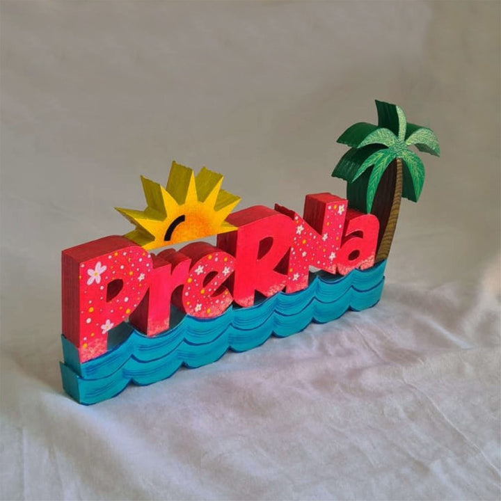 Handcrafted Personalized Beach Themed 3D Name Block For Kids