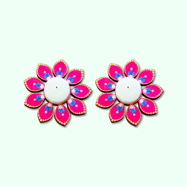 Flower Design Dot Art Festive Tealight Holder | Set of 2
