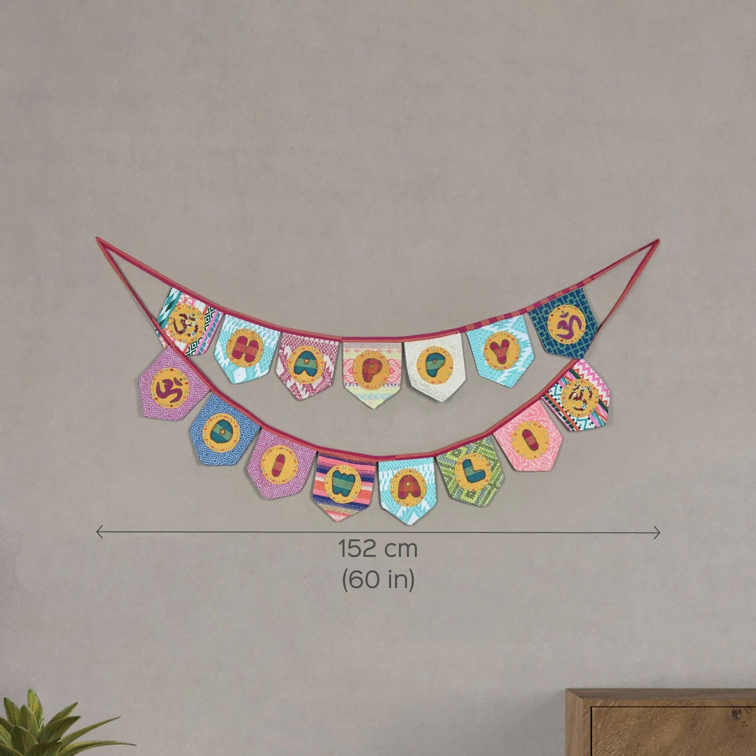Upcycled Fabric Happy Diwali Buntings