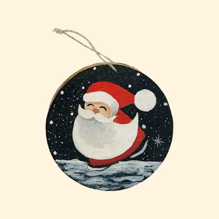 Hand-Painted Happy Santa Wooden Ornaments For Christmas Tree Decoration