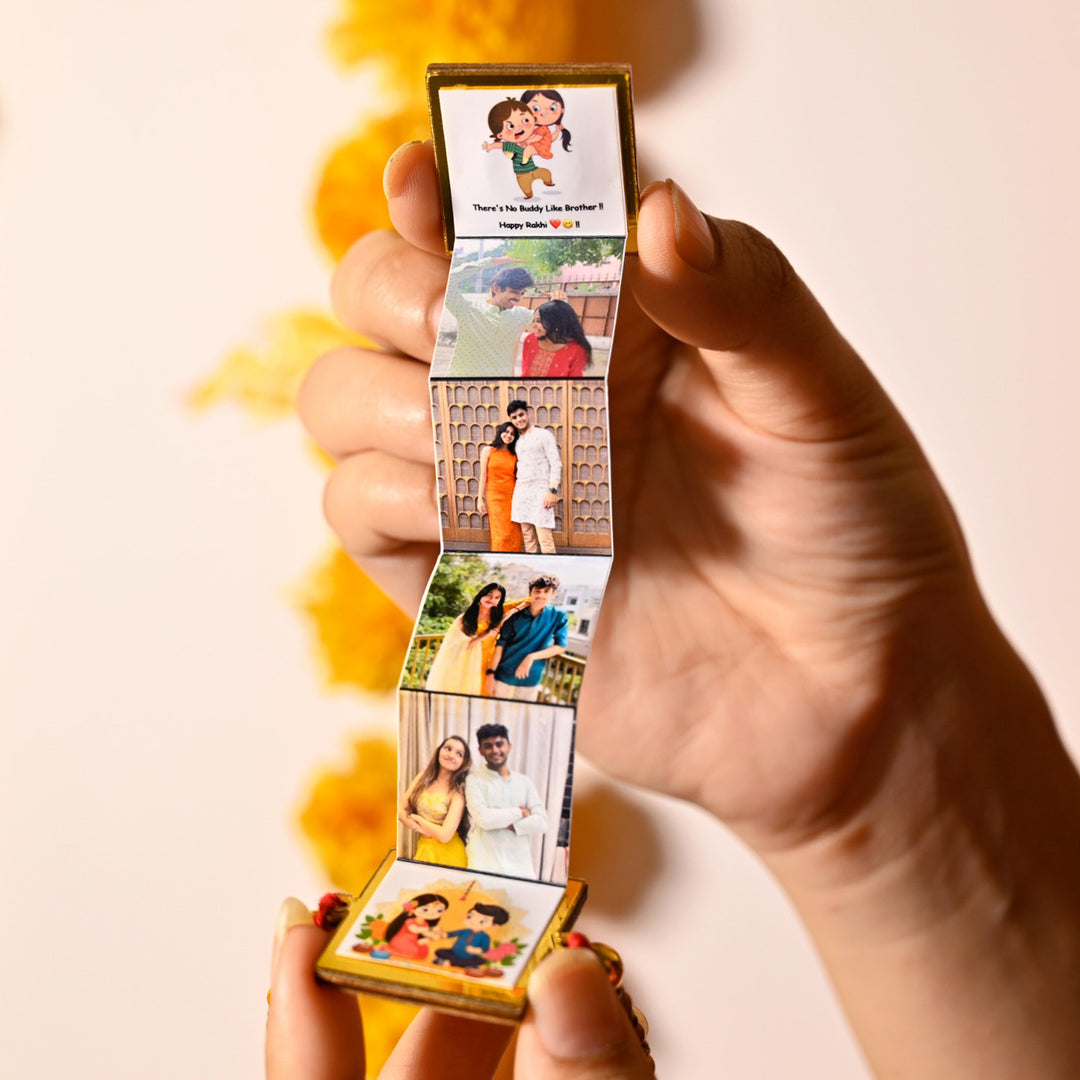 Personalized Handmade Wooden Pop-Up Photo Rakhi With Roli Chawal for Bhaiya