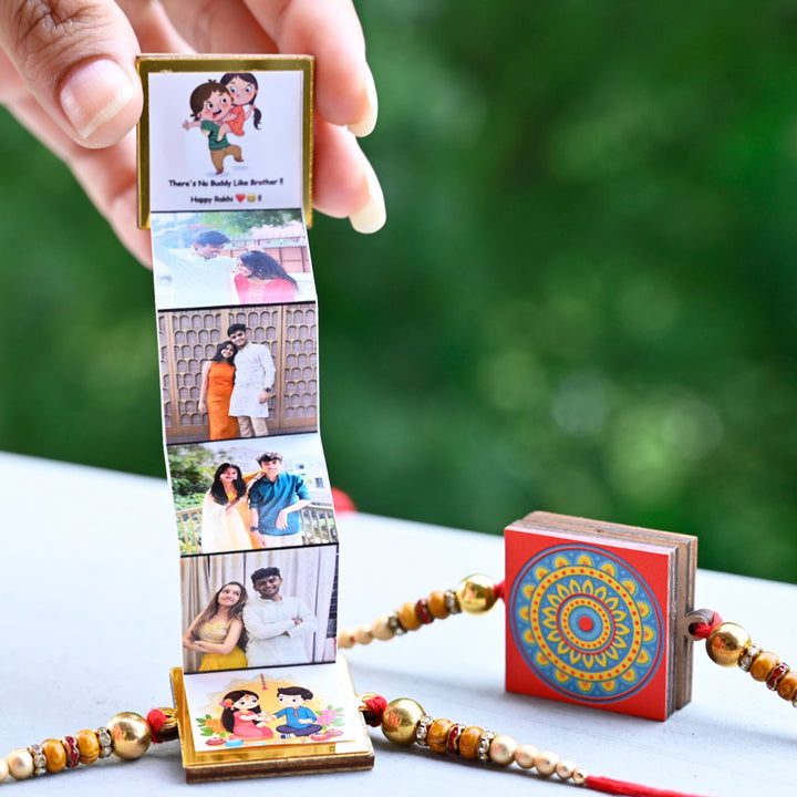 Personalized Handmade Wooden Pop-Up Photo Rakhi With Roli Chawal for Bhaiya