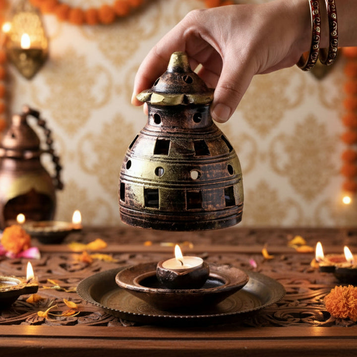 Handmade Festive Terracotta Tealight Holder