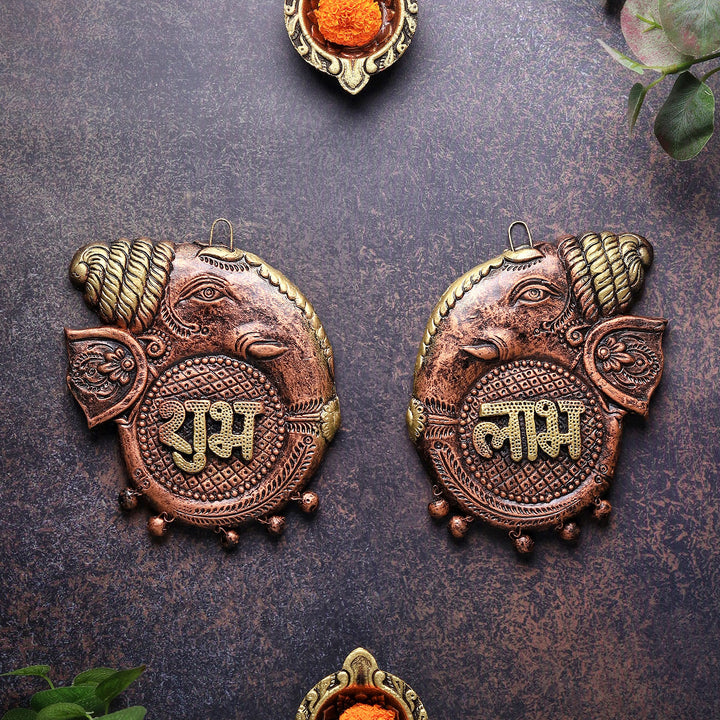 Handmade Ganesha Shubh Labh Terracotta Hanging | Set Of 2