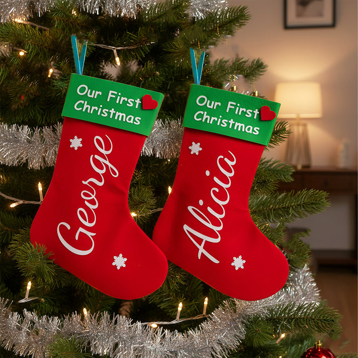 2 Pc | Personalized Our First Christmas Felt Stockings