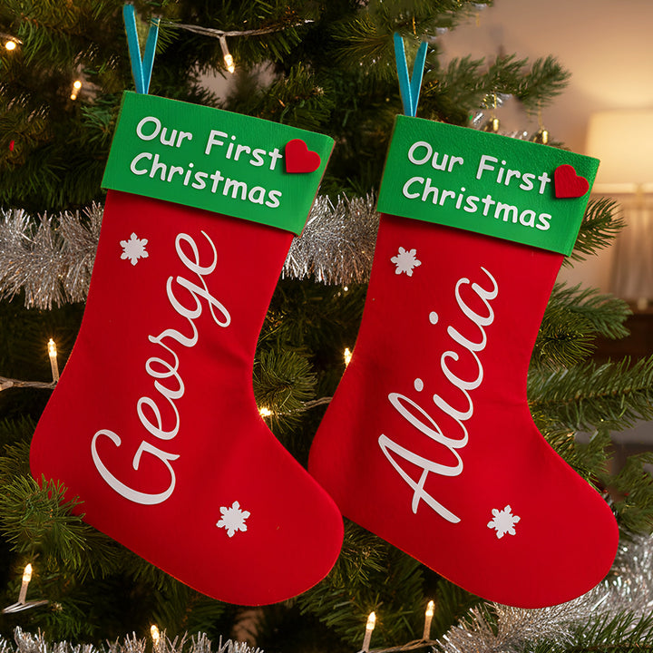 2 Pc | Personalized Our First Christmas Felt Stockings