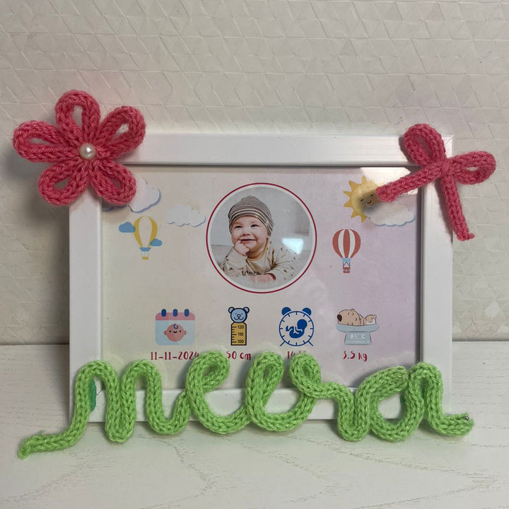 Photo Personalized Knitted Wire Birth Detail Frame