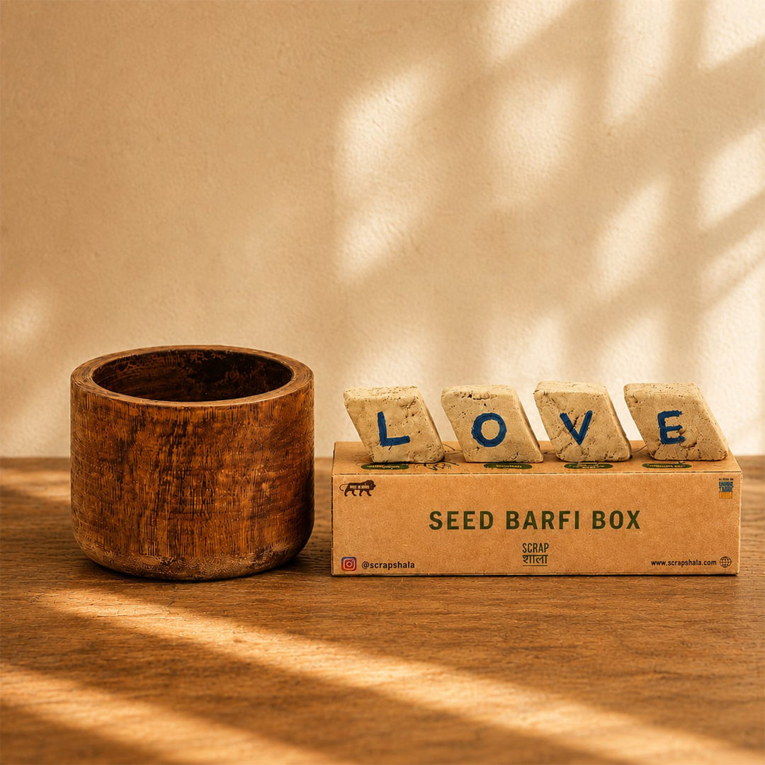 Plantable Akkad-Bakkad Seed Rakhi Gift Hamper With Wooden Planter & Bamboo Sound Amplifier For Brother | Set of 2
