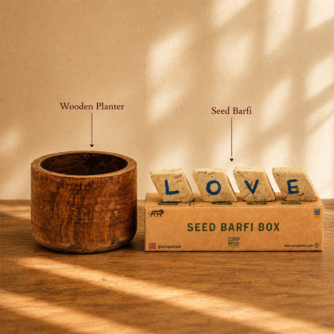 Plantable Akkad-Bakkad Seed Rakhi Set With Wooden Planter & Roli-Chawal For Brother | Set of 2