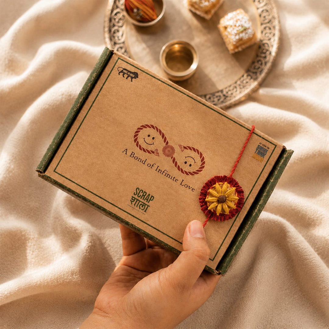 Plantable Surajmukhi Seed Rakhi With Cotton Mauli Thread & Wheat Grain For Brother