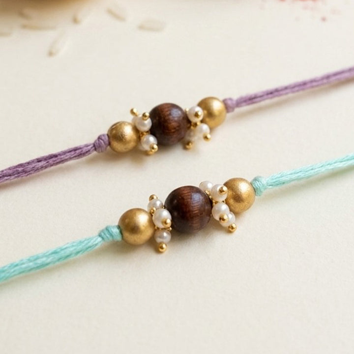 Handmade Wooden Bead Rakhi With Roli Chawal For Bhaiya