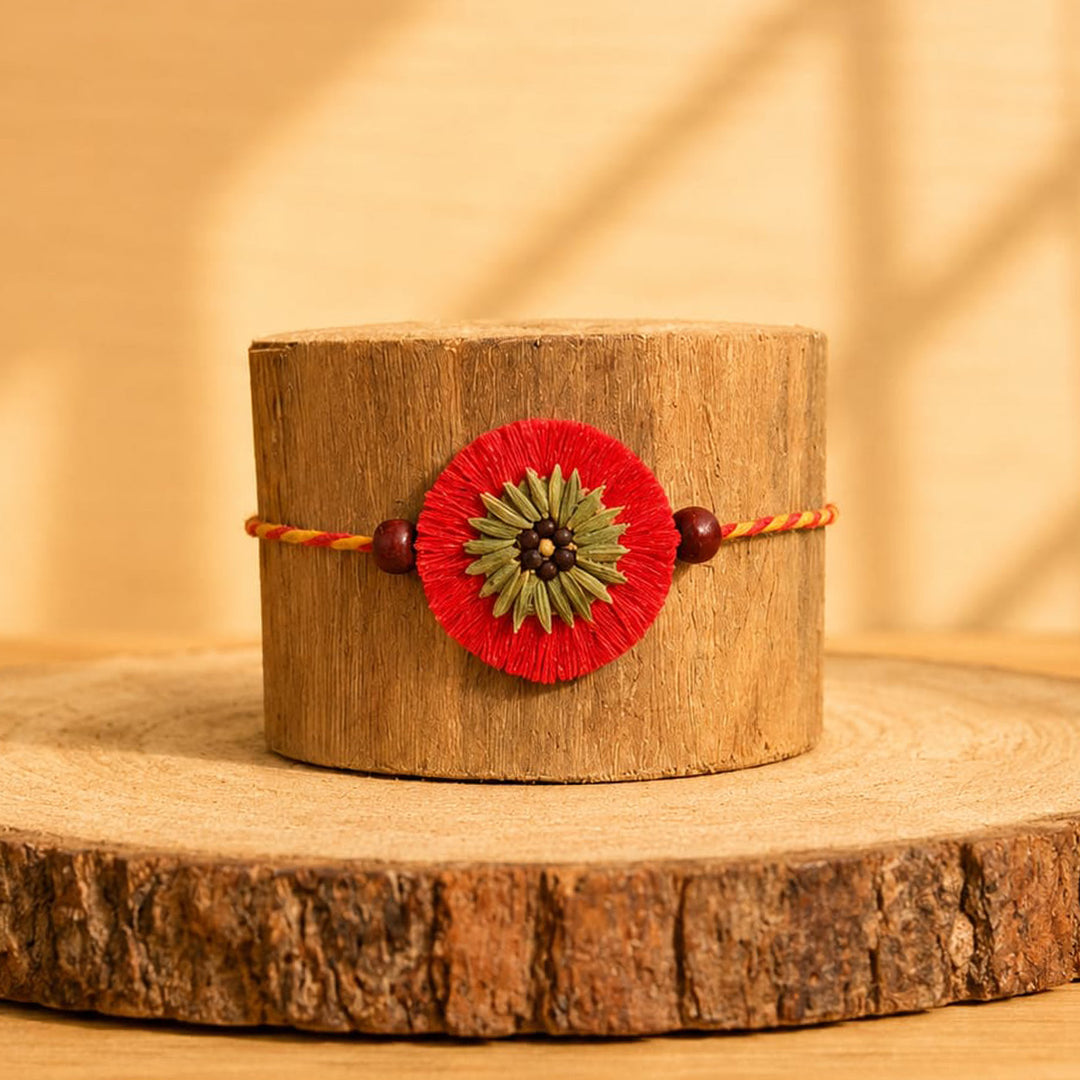 Plantable Kanika Rakhi With Fragrant Mustard & Fennel Seed Floral Motif For Brother
