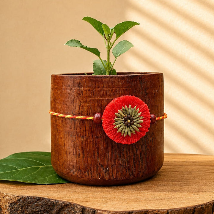 Plantable Kanika Rakhi With Fragrant Mustard & Fennel Seed Floral Motif For Brother