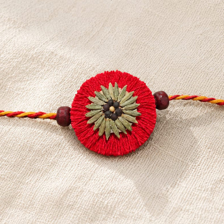 Plantable Kanika Rakhi With Fragrant Mustard & Fennel Seed Floral Motif For Brother